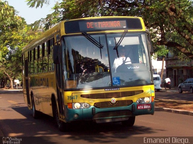 Viação Garcia 7547 na cidade de Maringá, Paraná, Brasil, por Emanoel Diego.. ID da foto: 1531063.