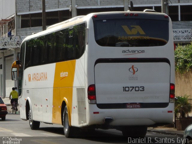 Viação Araguarina 10703 na cidade de Goiânia, Goiás, Brasil, por Daniel Rocha dos Santos. ID da foto: 1540868.