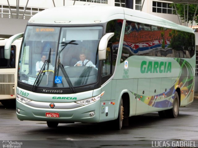 Viação Garcia 7667 na cidade de Telêmaco Borba, Paraná, Brasil, por Lucas Gabriel. Número da foto: #1542991.