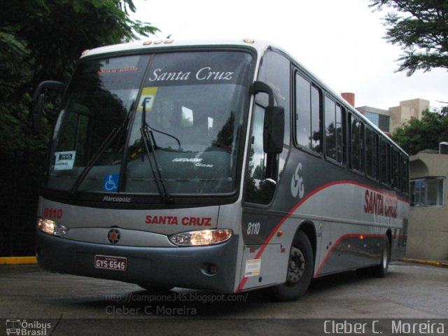 Viação Santa Cruz 8110 na cidade de São Paulo, São Paulo, Brasil, por Cleber C.  Moreira. ID da foto: 1508469.