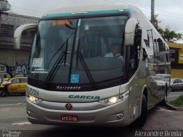 Viação Garcia 7726 na cidade de Curitiba, Paraná, Brasil, por Alexandre Breda. ID da foto: 1508203.