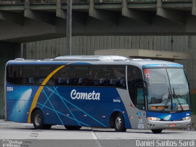 Viação Cometa 5504 na cidade de Santos, São Paulo, Brasil, por Daniel Santos Sardi. ID da foto: 1553940.