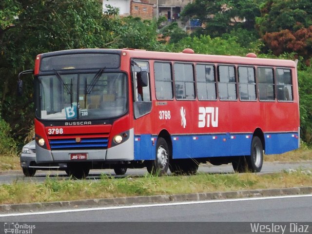 BTU - Bahia Transportes Urbanos 3798 na cidade de Salvador, Bahia, Brasil, por Wesley Diaz. ID da foto: 1569327.