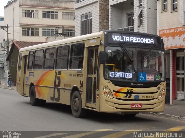 São João Batista Transportes e Turismo RJ 160.001 na cidade de Barra Mansa, Rio de Janeiro, Brasil, por Marcus Nogueira . ID da foto: 1569090.