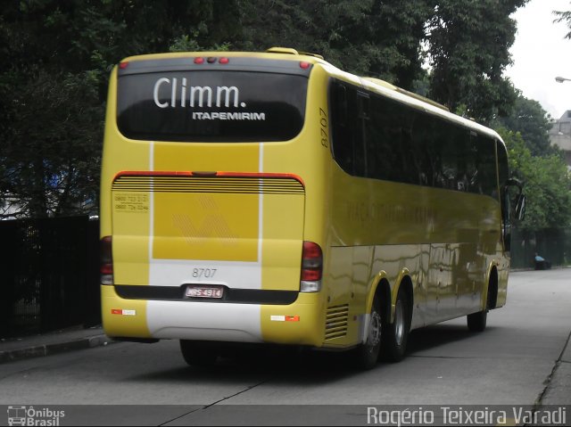 Viação Itapemirim 8707 na cidade de São Paulo, São Paulo, Brasil, por Rogério Teixeira Varadi. Número da foto: #1570178.