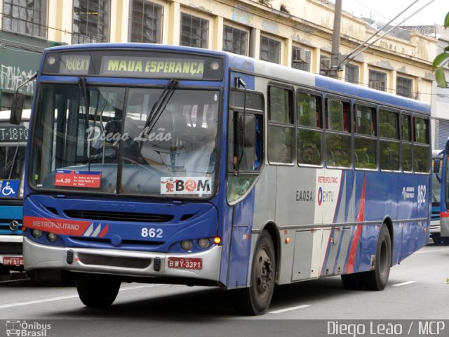 EAOSA - Empresa Auto Ônibus Santo André 862 na cidade de Santo André, São Paulo, Brasil, por Diego Leão. ID da foto: 1570232.