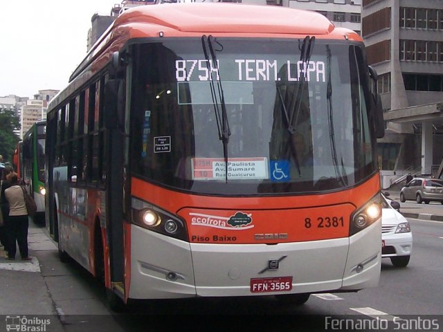 Viação Gato Preto 8 2381 na cidade de São Paulo, São Paulo, Brasil, por Fernando Santos. Número da foto: #1569691.