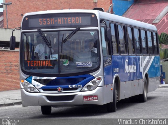 Auto Ônibus Fagundes RJ 101.011 na cidade de Niterói, Rio de Janeiro, Brasil, por Vinícius  Christófori. ID da foto: 1570459.