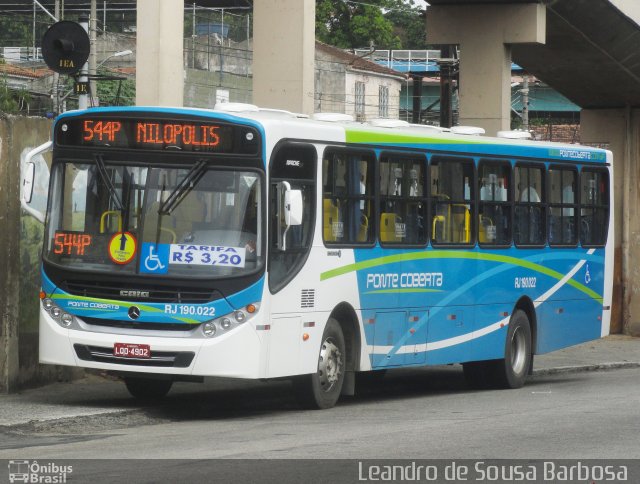 Viação Ponte Coberta RJ 190.022 na cidade de Nilópolis, Rio de Janeiro, Brasil, por Leandro de Sousa Barbosa. ID da foto: 1514497.