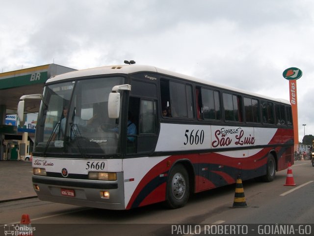 Expresso São Luiz 5660 na cidade de Goiânia, Goiás, Brasil, por Paulo Roberto de Morais Amorim. Número da foto: #1514104.
