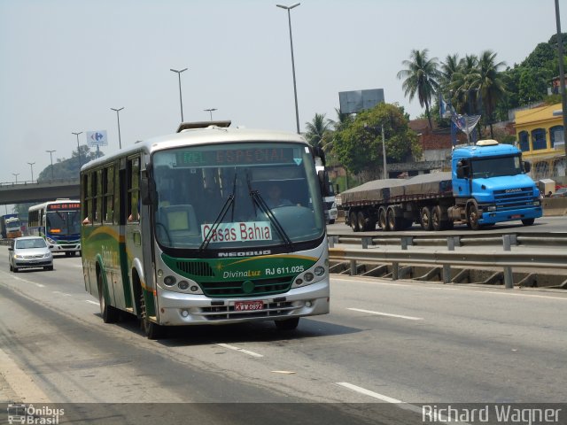 Divina Luz Transportes e Turismo RJ 611.025 na cidade de Duque de Caxias, Rio de Janeiro, Brasil, por Richard Wagner. Número da foto: #1522849.