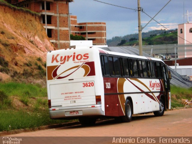 Kyrios Transportes e Turismo 3620 na cidade de João Monlevade, Minas Gerais, Brasil, por Antonio Carlos Fernandes. ID da foto: 1523914.