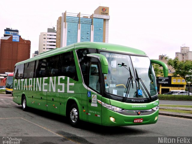 Auto Viação Catarinense 3304 na cidade de Curitiba, Paraná, Brasil, por Nilton Félix da Silva. Número da foto: #2105412.