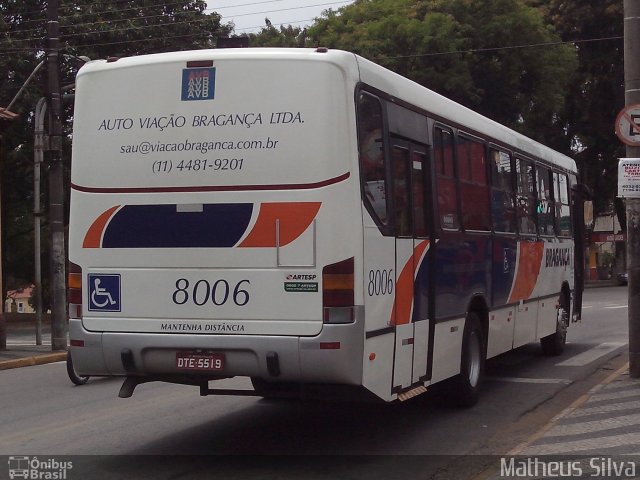 Auto Viação Bragança 8006 na cidade de Bragança Paulista, São Paulo, Brasil, por Matheus Silva. Número da foto: #2106940.