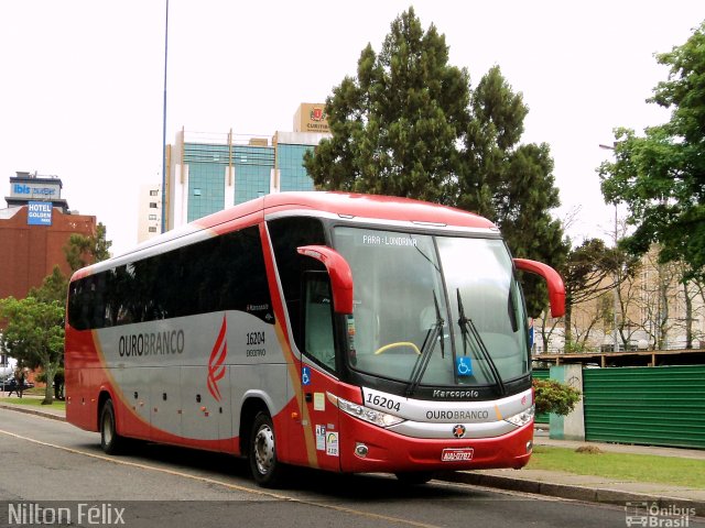 Viação Ouro Branco 16204 na cidade de Curitiba, Paraná, Brasil, por Nilton Félix da Silva. ID da foto: 2087267.