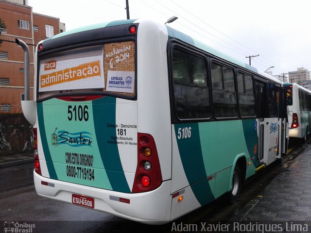 Viação Piracicabana Santos 5106 na cidade de Santos, São Paulo, Brasil, por Adam Xavier Rodrigues Lima. Número da foto: #2127678.