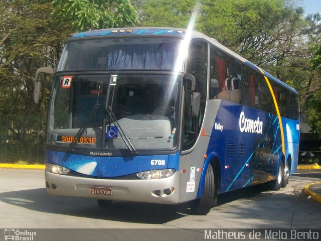 Viação Cometa 6708 na cidade de São Paulo, São Paulo, Brasil, por Matheus de Melo Bento. ID da foto: 2128136.