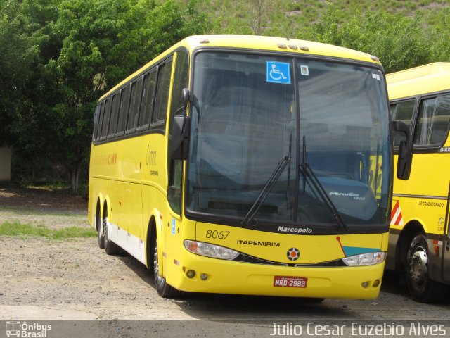 Viação Itapemirim 8067 na cidade de Paraíba do Sul, Rio de Janeiro, Brasil, por Julio Cesar Euzebio Alves. ID da foto: 2138368.