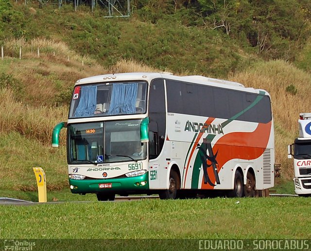 Empresa de Transportes Andorinha 5691 na cidade de Sorocaba, São Paulo, Brasil, por EDUARDO - SOROCABUS. ID da foto: 2141075.