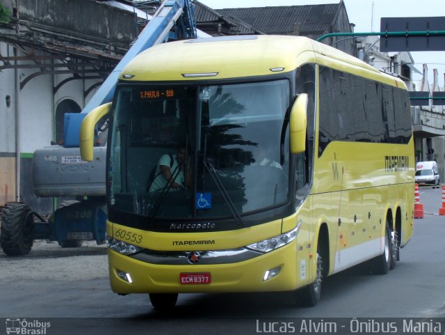 Viação Itapemirim 60553 na cidade de Rio de Janeiro, Rio de Janeiro, Brasil, por Lucas Alvim. ID da foto: 2143302.