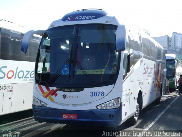 Solazer Transportes e Turismo 3078 na cidade de Aparecida, São Paulo, Brasil, por André Luiz Gomes de Souza. ID da foto: 2092302.