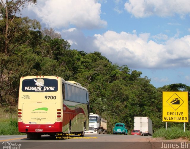 Viação Pássaro Livre 9700 na cidade de Sabará, Minas Gerais, Brasil, por Jones Bh. ID da foto: 2091834.