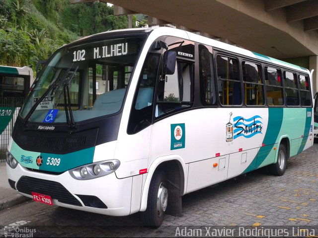 Viação Piracicabana Santos 5309 na cidade de Santos, São Paulo, Brasil, por Adam Xavier Rodrigues Lima. Número da foto: #2094132.