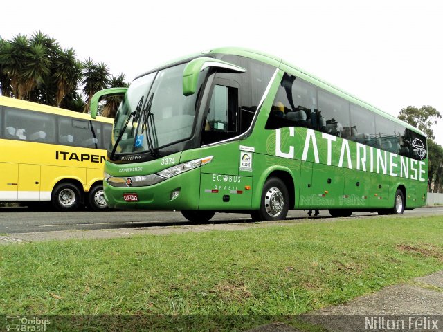 Auto Viação Catarinense 3374 na cidade de Curitiba, Paraná, Brasil, por Nilton Félix da Silva. Número da foto: #2097236.