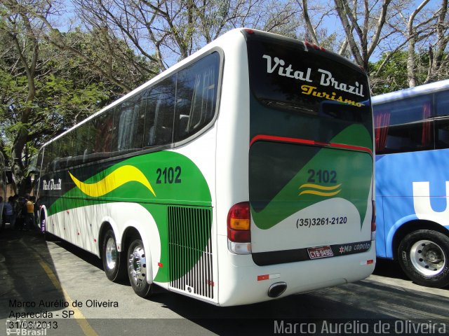 Auto Viação Vital Brazil 2102 na cidade de Aparecida, São Paulo, Brasil, por Marco Aurélio de Oliveira. Número da foto: #2171042.