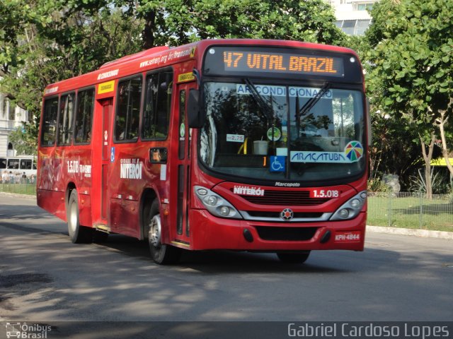 Viação Araçatuba 1.5.018 na cidade de Niterói, Rio de Janeiro, Brasil, por Gabriel Cardoso Lopes. Número da foto: #2174620.