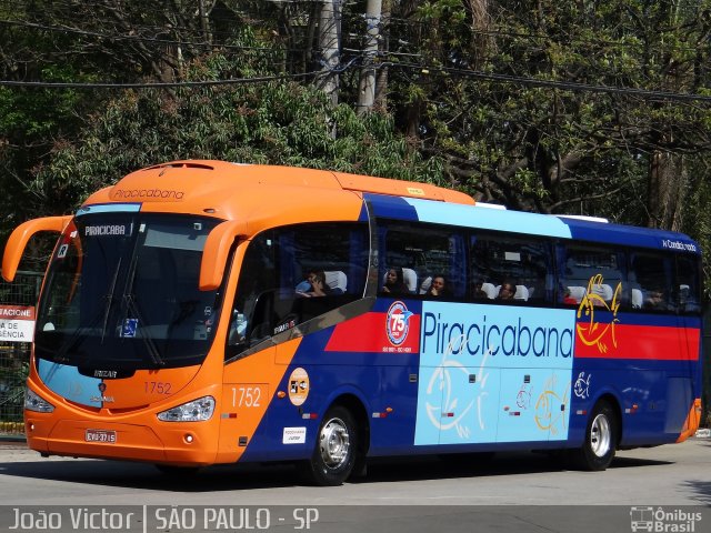 Viação Piracicabana 1752 na cidade de São Paulo, São Paulo, Brasil, por João Victor. ID da foto: 2175067.