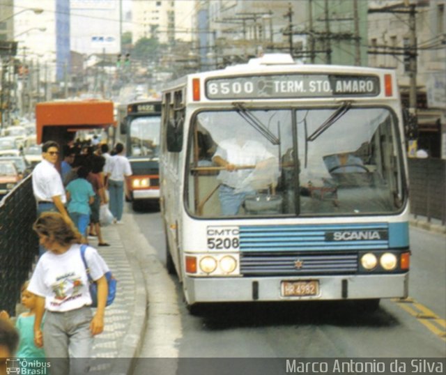 CMTC - Companhia Municipal de Transportes Coletivos 5208 na cidade de São Paulo, São Paulo, Brasil, por Marco Antonio da Silva. Número da foto: #2179964.