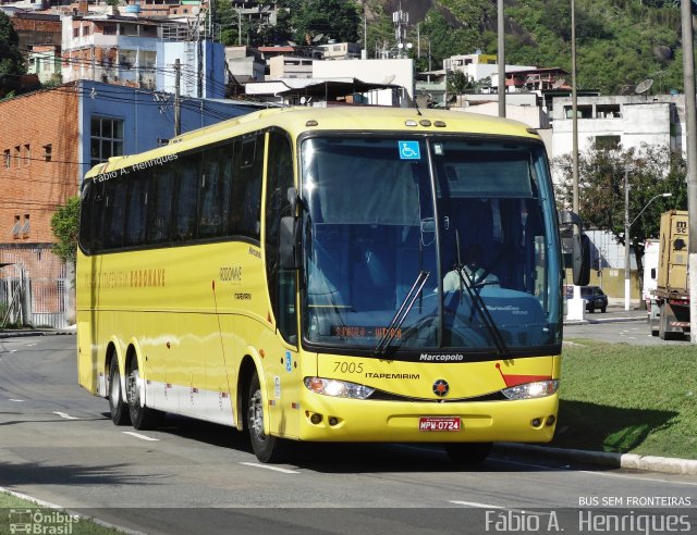 Viação Itapemirim 7005 na cidade de Vitória, Espírito Santo, Brasil, por Fábio A.  Henriques. ID da foto: 2149672.