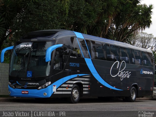 Empresa de Ônibus Nossa Senhora da Penha 52018 na cidade de Curitiba, Paraná, Brasil, por João Victor. Número da foto: #2192572.