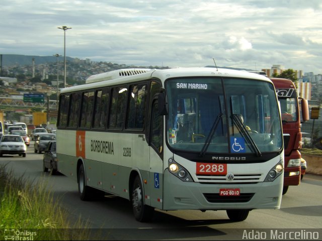 Borborema Imperial Transportes 2288 na cidade de Belo Horizonte, Minas Gerais, Brasil, por Adão Raimundo Marcelino. ID da foto: 2201713.