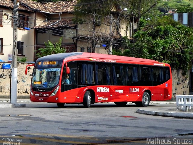 Viação Araçatuba 1.5.001 na cidade de Niterói, Rio de Janeiro, Brasil, por Matheus Souza. ID da foto: 2205962.