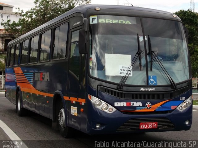 Breda Transportes e Serviços 4111 na cidade de Aparecida, São Paulo, Brasil, por Fabio Alcantara. Número da foto: #2159266.