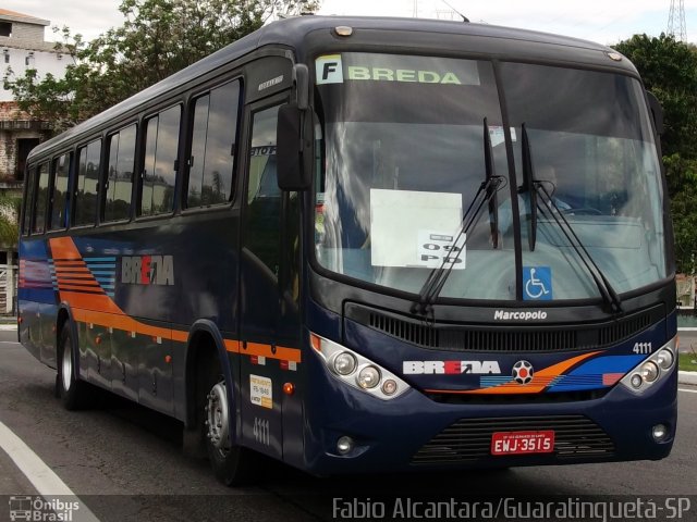 Breda Transportes e Serviços 4111 na cidade de Aparecida, São Paulo, Brasil, por Fabio Alcantara. ID da foto: 2159266.