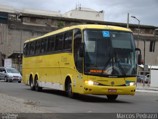 Viação Itapemirim 8007 na cidade de Rio de Janeiro, Rio de Janeiro, Brasil, por Marcos Pedrazzi. ID da foto: 2161852.