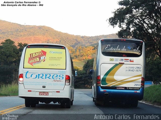 Viação Oliveira Torres 1060 na cidade de São Gonçalo do Rio Abaixo, Minas Gerais, Brasil, por Antonio Carlos Fernandes. ID da foto: 2163074.