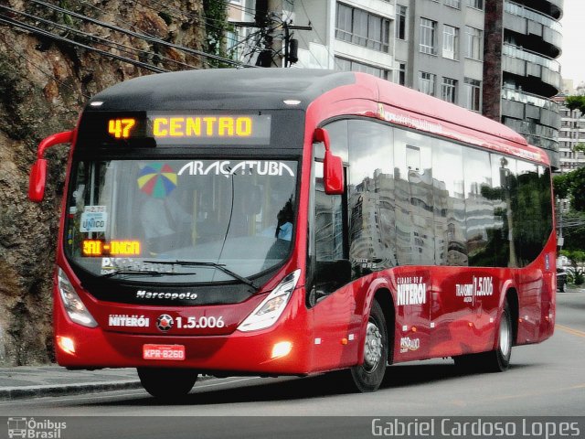Viação Araçatuba 1.5.006 na cidade de Niterói, Rio de Janeiro, Brasil, por Gabriel Cardoso Lopes. Número da foto: #2235901.