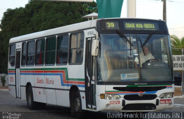 Auto Ônibus Santa Maria Transporte e Turismo 02129 na cidade de Natal, Rio Grande do Norte, Brasil, por David Franklin. Número da foto: #2240256.