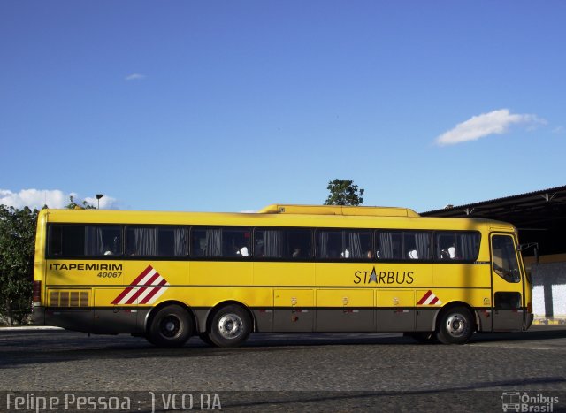 Viação Itapemirim 40067 na cidade de Vitória da Conquista, Bahia, Brasil, por Felipe Pessoa de Albuquerque. ID da foto: 2242042.