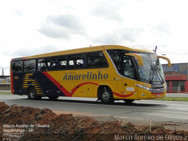 Expresso Amarelinho 348 na cidade de Itapetininga, São Paulo, Brasil, por Marco Aurélio de Oliveira. ID da foto: 2242443.