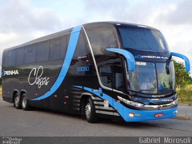 Empresa de Ônibus Nossa Senhora da Penha 53080 na cidade de Pelotas, Rio Grande do Sul, Brasil, por Gabriel  Morosoli. Número da foto: #2246937.