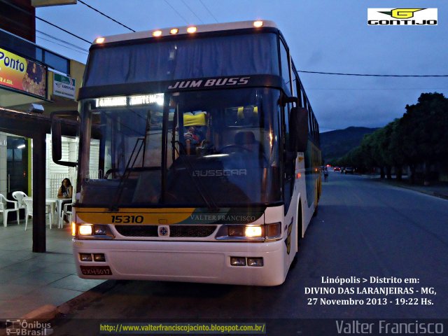 Empresa Gontijo de Transportes 15310 na cidade de Divino das Laranjeiras, Minas Gerais, Brasil, por Valter Francisco. ID da foto: 2257079.