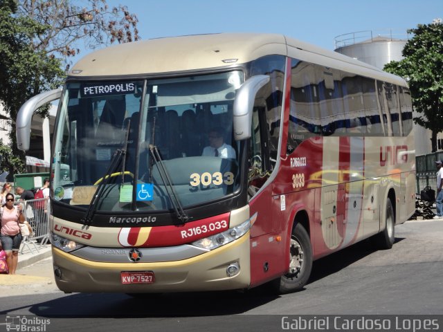 Transportes Única Petrópolis RJ 163.033 na cidade de Rio de Janeiro, Rio de Janeiro, Brasil, por Gabriel Cardoso Lopes. Número da foto: #2259228.
