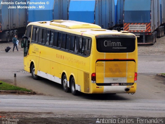 Viação Itapemirim 8027 na cidade de João Monlevade, Minas Gerais, Brasil, por Antonio Carlos Fernandes. ID da foto: 2269048.