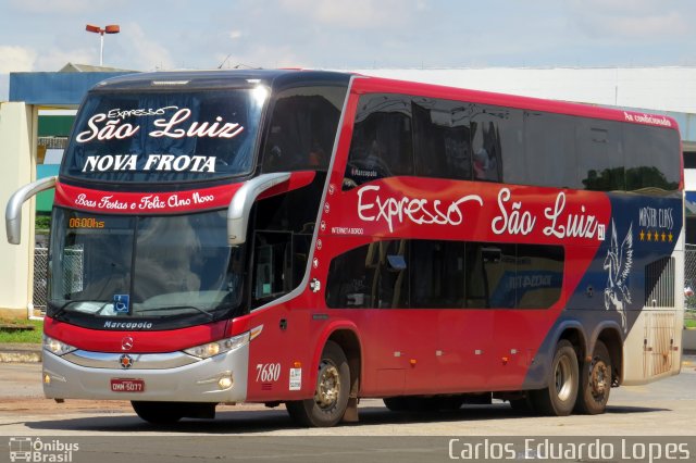 Expresso São Luiz 7680 na cidade de Goiânia, Goiás, Brasil, por Carlos Eduardo Lopes. ID da foto: 2217556.