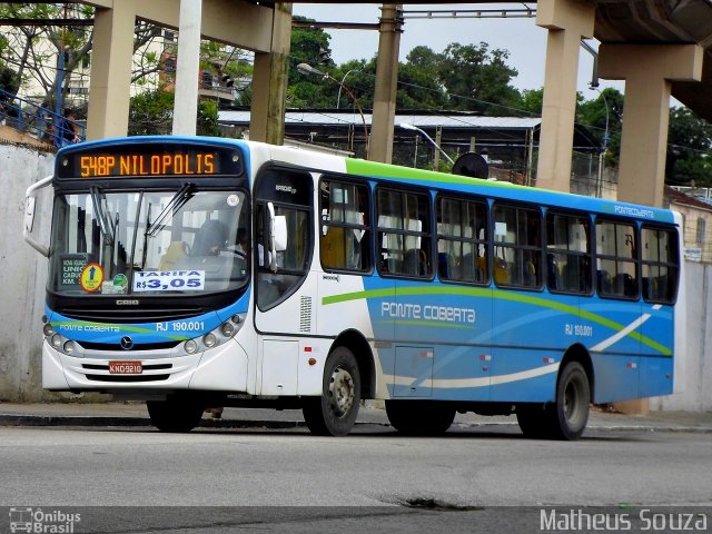 Viação Ponte Coberta RJ 190.001 na cidade de Nilópolis, Rio de Janeiro, Brasil, por Matheus Souza. Número da foto: #2219518.